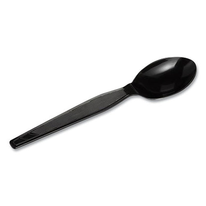 Plastic Cutlery, Heavyweight Spoon, Black, 1,000/carton