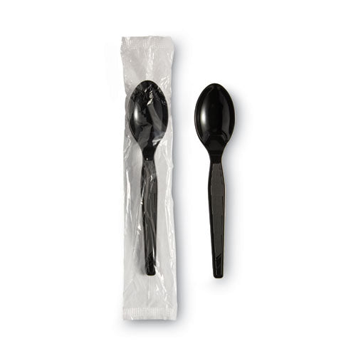 Individually Wrapped Heavyweight Spoon, Plastic, Black, 1,000/carton
