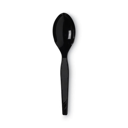 Plastic Cutlery, Heavy Mediumweight Spoon, Black, 1,000/carton