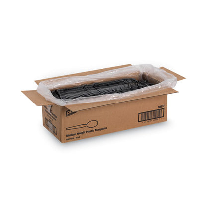 Plastic Cutlery, Heavy Mediumweight Spoon, Black, 1,000/carton