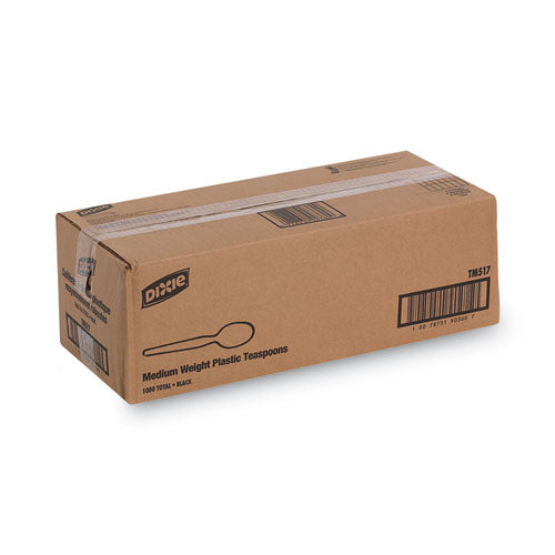 Plastic Cutlery, Heavy Mediumweight Spoon, Black, 1,000/carton
