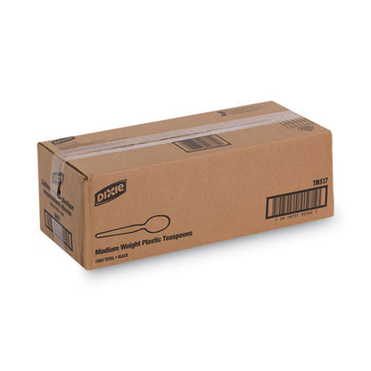Plastic Cutlery, Heavy Mediumweight Spoon, Black, 1,000/carton
