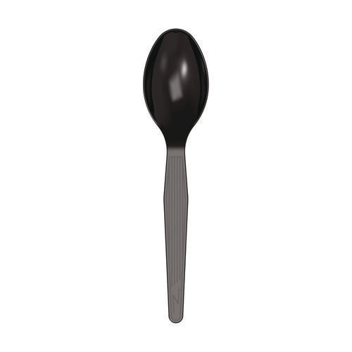 Mediumweight Polystyrene Wrapped Cutlery, Spoon, Plastic, Black, 1,000/carton