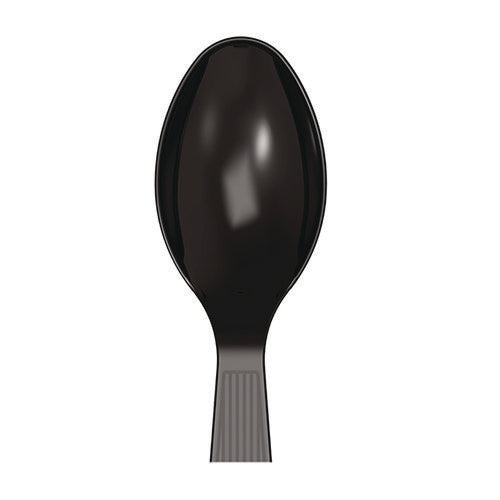 Mediumweight Polystyrene Wrapped Cutlery, Spoon, Plastic, Black, 1,000/carton