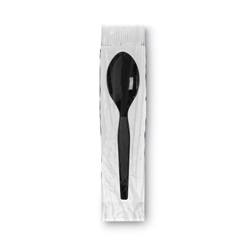Grab'n Go Wrapped Cutlery, Spoon, Plastic, Black, 90/box