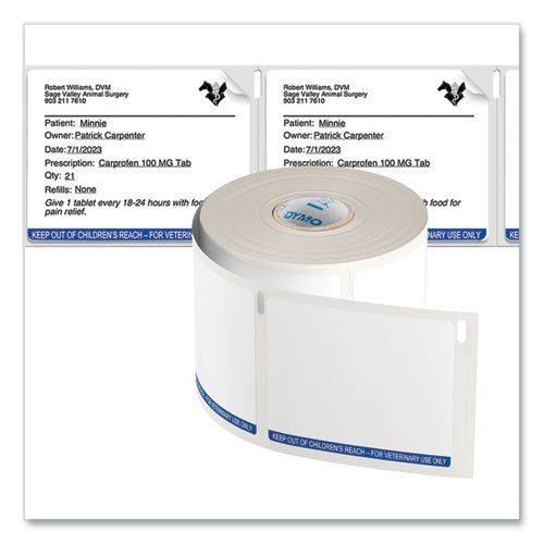 Veterinary Prescription Labels For Labelwriter Label Printers, 2.12 X 2.75, Black/white, 400 Labels/roll, 6 Rolls/pack