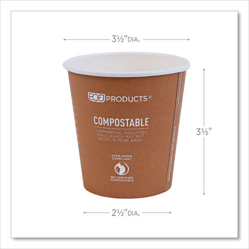 World Art Renewable And Compostable Hot Cups, 10 Oz, Paper, Gray, 50/pack, 20 Packs/carton