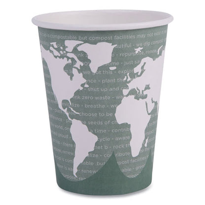 World Art Renewable And Compostable Hot Cups, 12 Oz, Paper, Gray, 50/pack