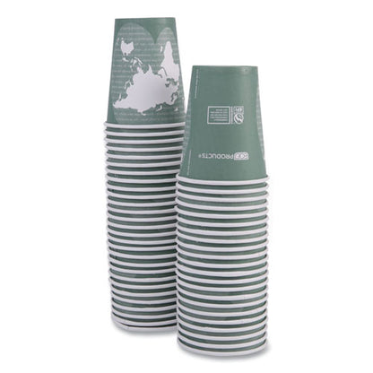 World Art Renewable And Compostable Hot Cups, 12 Oz, Paper, Gray, 50/pack