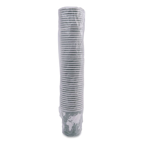 World Art Renewable And Compostable Hot Cups, 12 Oz, Paper, Gray, 50/pack
