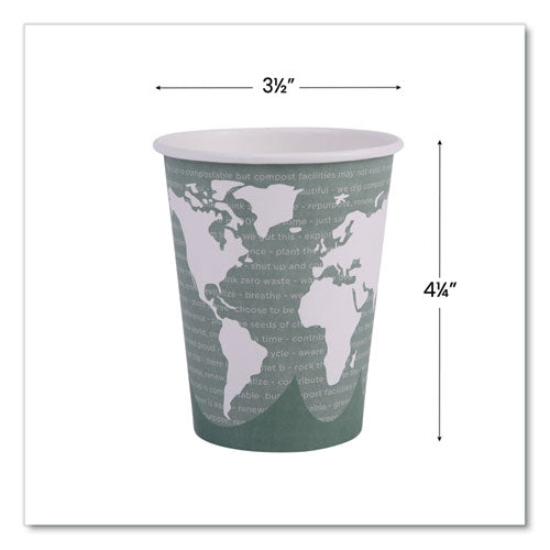 World Art Renewable And Compostable Hot Cups, 12 Oz, Paper, Gray, 50/pack