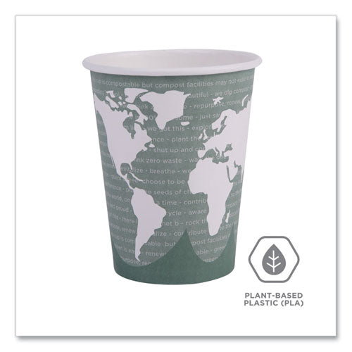 World Art Renewable And Compostable Hot Cups, 12 Oz, Paper, Gray, 50/pack
