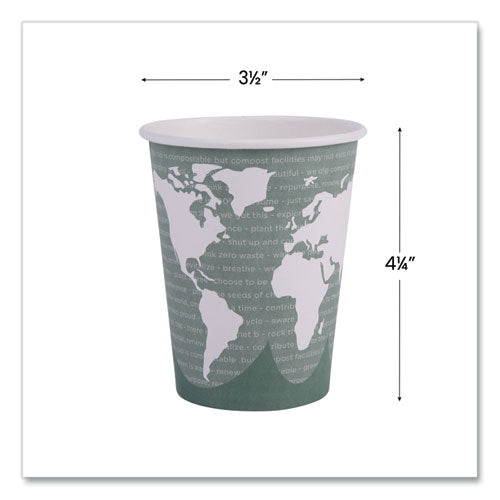 World Art Renewable And Compostable Hot Cups, 12 Oz, Paper, Gray, 50/pack, 20 Packs/carton