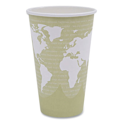 World Art Renewable And Compostable Hot Cups, 16 Oz, Paper, Moss, 50/pack