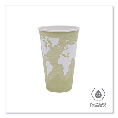 World Art Renewable And Compostable Hot Cups, 16 Oz, Paper, Moss, 50/pack