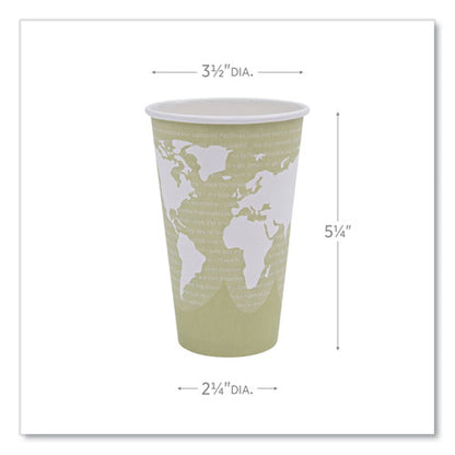 World Art Renewable And Compostable Hot Cups, 16 Oz, Paper, Moss, 50/pack