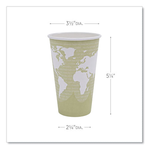 World Art Renewable And Compostable Hot Cups, 16 Oz, Paper, Tan, 50/pack, 20 Packs/carton
