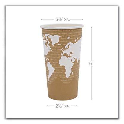 World Art Renewable And Compostable Hot Cups, 20 Oz, Paper, Brown/white, 50/pack, 20 Packs/carton