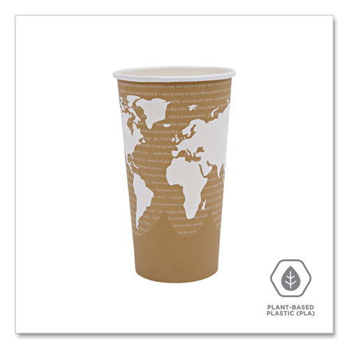 World Art Renewable And Compostable Hot Cups, 20 Oz, Paper, Brown/white, 50/pack, 20 Packs/carton