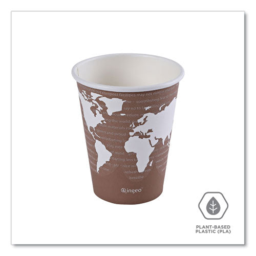 World Art Renewable And Compostable Hot Cups, 8 Oz, Paper, Brown/white, 50/pack