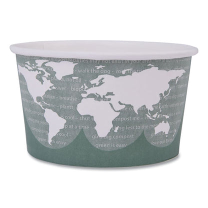World Art Renewable And Compostable Food Container, 12 Oz, 4.05" Diameter X 2.5" H, Green, Paper, 25/pack, 20 Packs/carton
