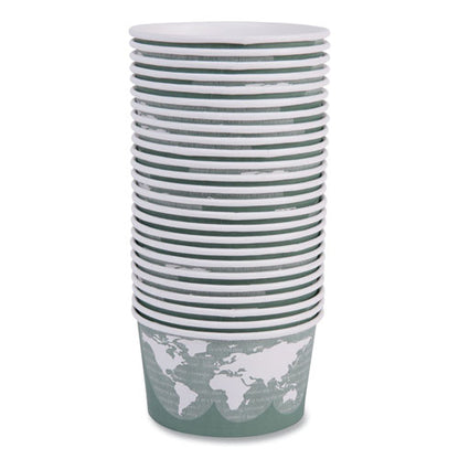 World Art Renewable And Compostable Food Container, 12 Oz, 4.05" Diameter X 2.5" H, Green, Paper, 25/pack, 20 Packs/carton