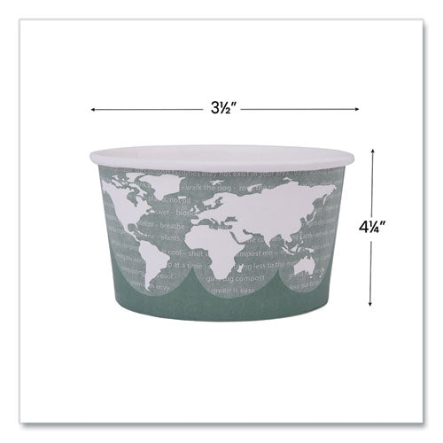 World Art Renewable And Compostable Food Container, 12 Oz, 4.05" Diameter X 2.5" H, Green, Paper, 25/pack, 20 Packs/carton