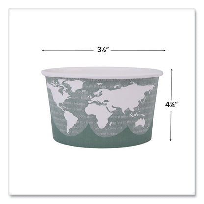 World Art Renewable And Compostable Food Container, 12 Oz, 4.05" Diameter X 2.5" H, Green, Paper, 25/pack, 20 Packs/carton