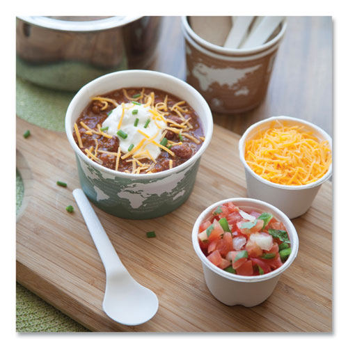 World Art Renewable And Compostable Food Container, 12 Oz, 4.05" Diameter X 2.5" H, Green, Paper, 25/pack, 20 Packs/carton