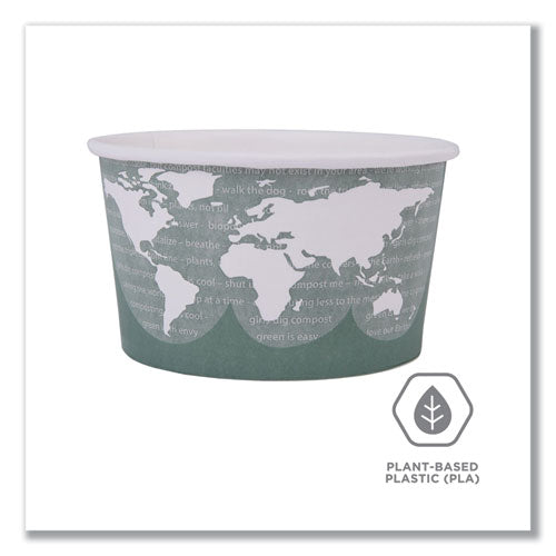 World Art Renewable And Compostable Food Container, 12 Oz, 4.05" Diameter X 2.5" H, Green, Paper, 25/pack, 20 Packs/carton
