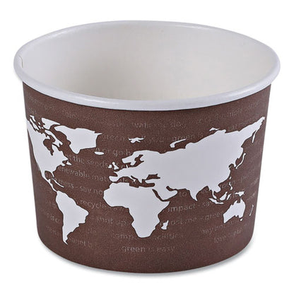 World Art Renewable And Compostable Food Container, 8 Oz, 3.04" Diameter X 2.3" H, Brown, Paper, 50/pack, 20 Packs/carton