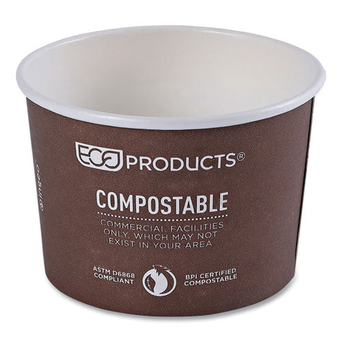 World Art Renewable And Compostable Food Container, 8 Oz, 3.04" Diameter X 2.3" H, Brown, Paper, 50/pack, 20 Packs/carton