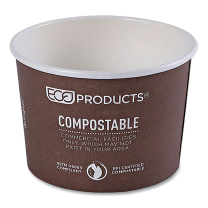 World Art Renewable And Compostable Food Container, 8 Oz, 3.04" Diameter X 2.3" H, Brown, Paper, 50/pack, 20 Packs/carton