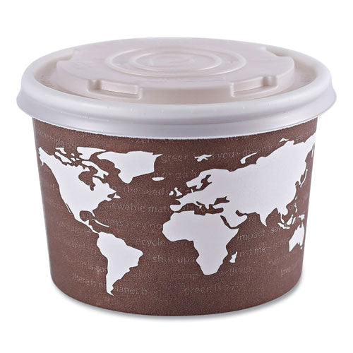 World Art Renewable And Compostable Food Container, 8 Oz, 3.04" Diameter X 2.3" H, Brown, Paper, 50/pack, 20 Packs/carton