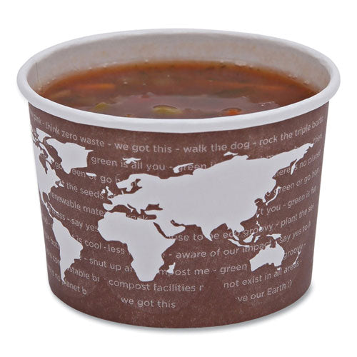 World Art Renewable And Compostable Food Container, 8 Oz, 3.04" Diameter X 2.3" H, Brown, Paper, 50/pack, 20 Packs/carton