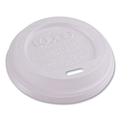 Ecolid Renewable/compostable Hot Cup Lids, Fits 8 Oz Hot Cups, Plastic, White, 50/packs, 16 Packs/carton