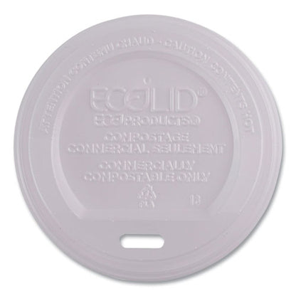 Ecolid Renewable/compostable Hot Cup Lids, Fits 8 Oz Hot Cups, Plastic, White, 50/packs, 16 Packs/carton