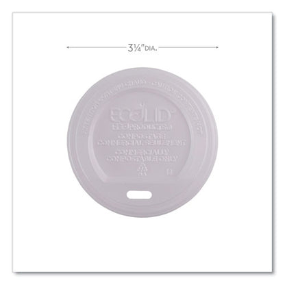 Ecolid Renewable/compostable Hot Cup Lids, Fits 8 Oz Hot Cups, Plastic, White, 50/packs, 16 Packs/carton