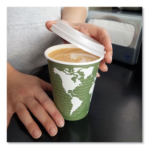 Ecolid Renewable/compostable Hot Cup Lids, Fits 10 Oz To 20 Oz Hot Cups, Plastic, White, 50/pack, 16 Packs/carton