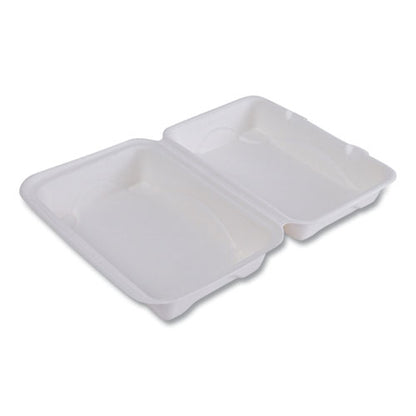 Vanguard Renewable And Compostable Sugarcane Clamshells, 9 X 6 X 3, White, 250/carton