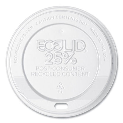 Ecolid 25% Recycled Content Hot Cup Lid, Fits 10 Oz To 20 Oz Hot Cups, Plastic, White, 100/pack, 10 Packs/carton