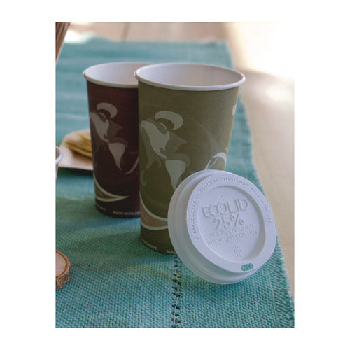Ecolid 25% Recycled Content Hot Cup Lid, Fits 10 Oz To 20 Oz Hot Cups, Plastic, White, 100/pack, 10 Packs/carton