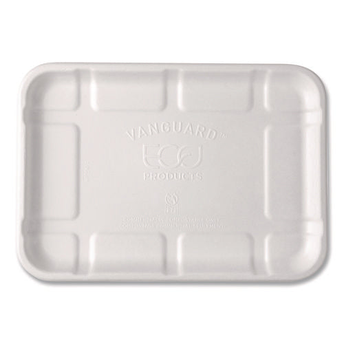 Meat And Produce Food Trays, 8.5 X 6.2 X 0.5, White, Sugarcane Fiber, 400/carton