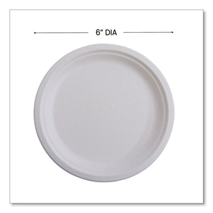 Vanguard Renewable And Compostable Sugarcane Plates, 6" Dia, White, 1,000/carton