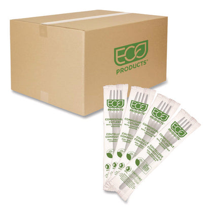 Plantware Cpla Cutlery, Individually Wrapped, Fork, Plastic, White, 1,000/carton