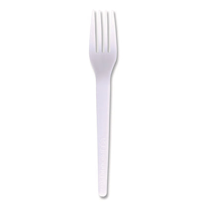Plantware Cpla Cutlery, Individually Wrapped, Fork, Plastic, White, 1,000/carton