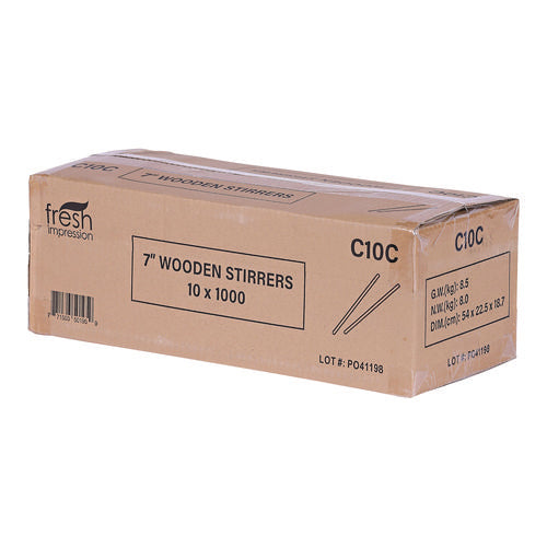Renewable Wooden Stir Sticks, 7", 1,000/pack, 10 Packs/carton