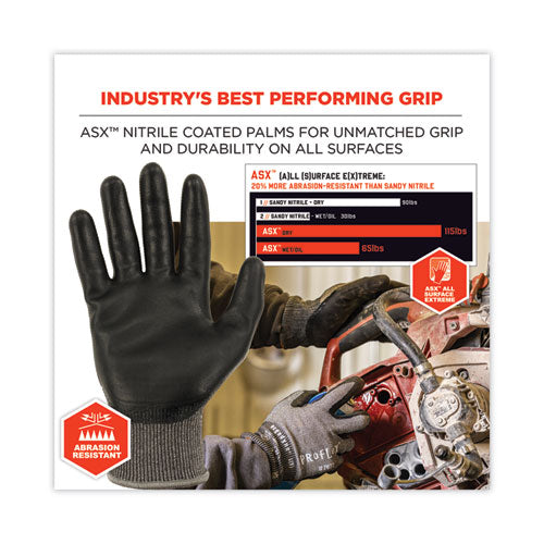 Proflex 7072 Ansi A7 Nitrile-coated Cr Gloves, En388: 4x44f, 9" Long, X-large, Gray, 12 Pairs