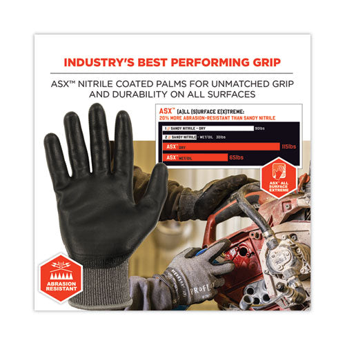 Proflex 7072 Ansi A7 Nitrile-coated Cr Gloves, En388: 4x44f, 9" Long, Xx-large, Gray, 12 Pairs