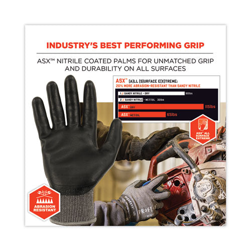 Proflex 7072 Ansi A7 Nitrile-coated Cr Gloves, En388: 4x44f, 9" Long, X-large, Gray, Pair